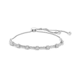 .925 Sterling Silver 1/4 Cttw Diamond 4‚Äù-10‚Äù Adjustable Bolo Alternating